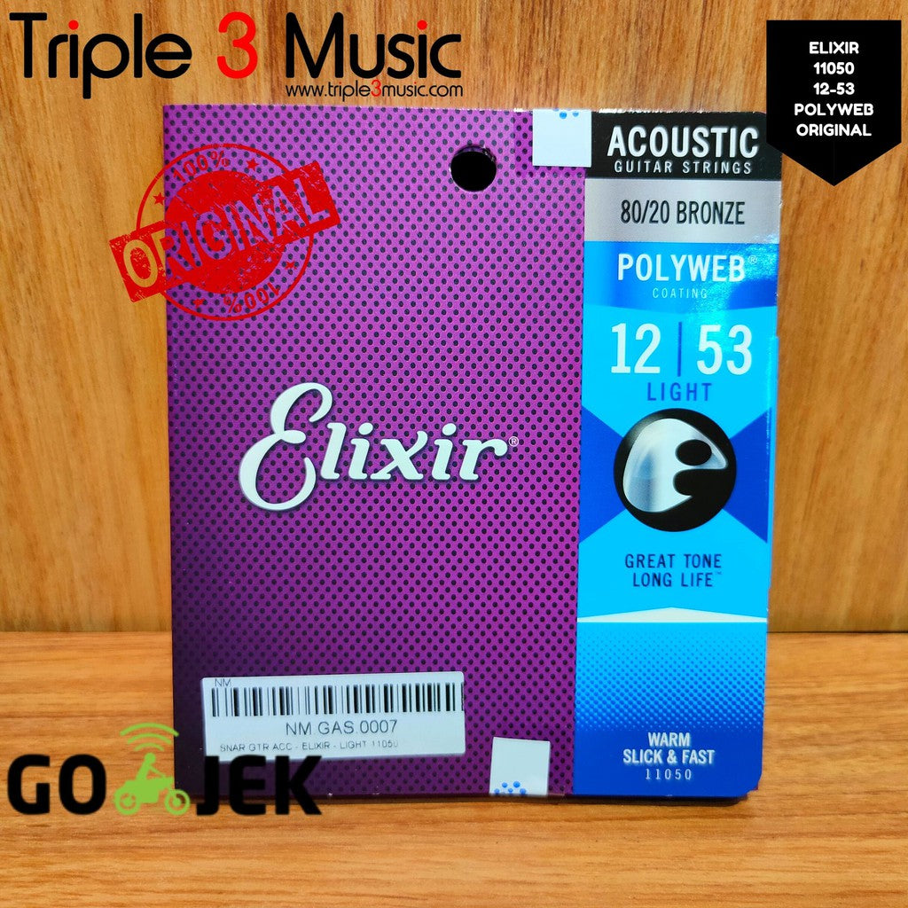 Elixir 11050 Polyweb ORIGINAL Senar gitar Elektrik 12-53 Triple3music