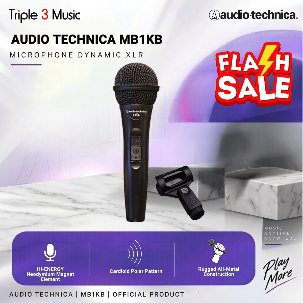 Audio Technica MB1KB Mic Kabel Dynamic ORIGINAL
