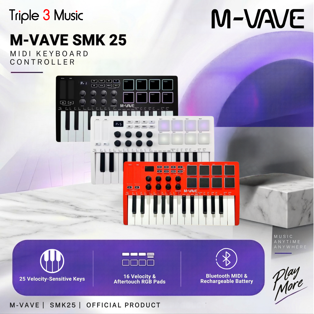 M-VAVE MVAVE SMK 25 SMK25 Midi Keyboard Controller 25 Keys