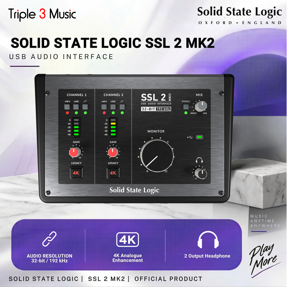 Solid State Logic SSL2 SSL 2 mk2 mkII Audio interface 32 bit usb c 2x2
