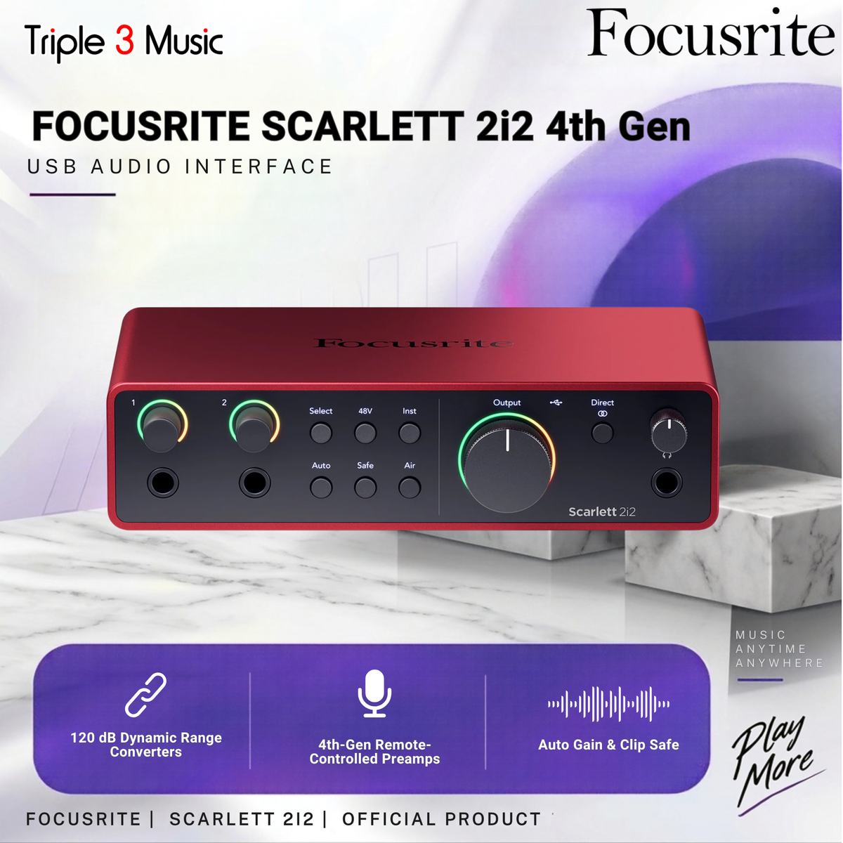 Focusrite Scarlett 2i2 4th Gen USB Audio Interface ORIGINAL RESMI