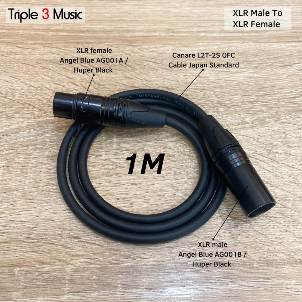 Kabel mic microphone XLR male to XLR fe 1m OFC Standard