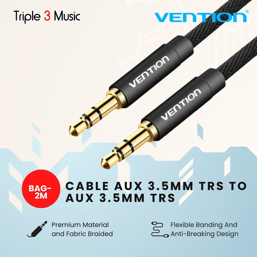 Vention BAG 2M kabel Audio Aux 3.5mm Braided Kabel pengganti headphone