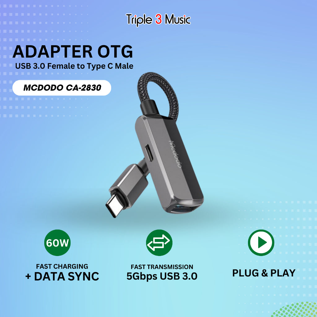 MCDODO CA-2830 CA2830 Adapter OTG sambil charger USB Type C to USB C + USB 3.0 5Gbps Charging PD 60W