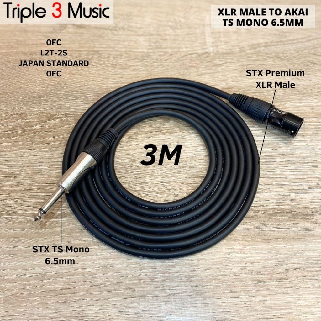 Kabel OFC XLR Male To Akai TS Mono kabel soundcard ke speaker