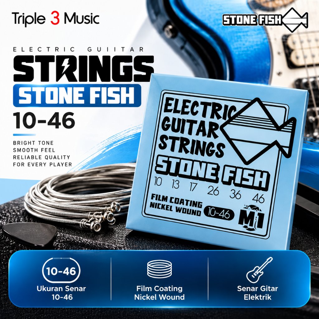 Stone Fish M1 Electric PVD Film Coating Guitar String - Senar Gitar Elektrik Stonefish 10-46
