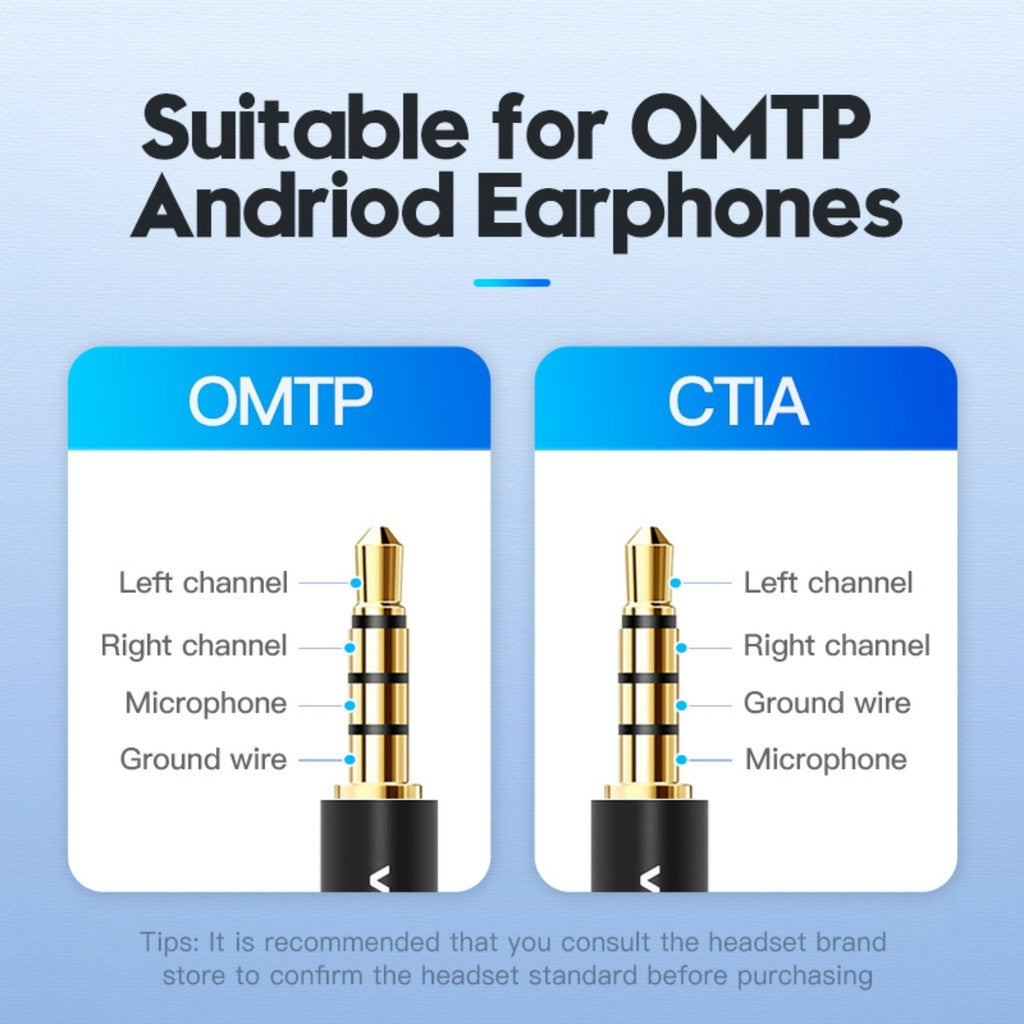 Vention BBU 0.6M Kabel Aux Audio Splitter 3.5mm pemisah mic&headphone