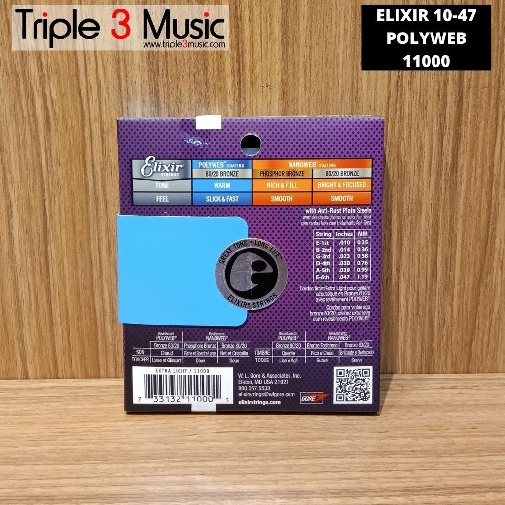 Elixir 11000 10-47 Polyweb senar gitar akustik ORIGINAL