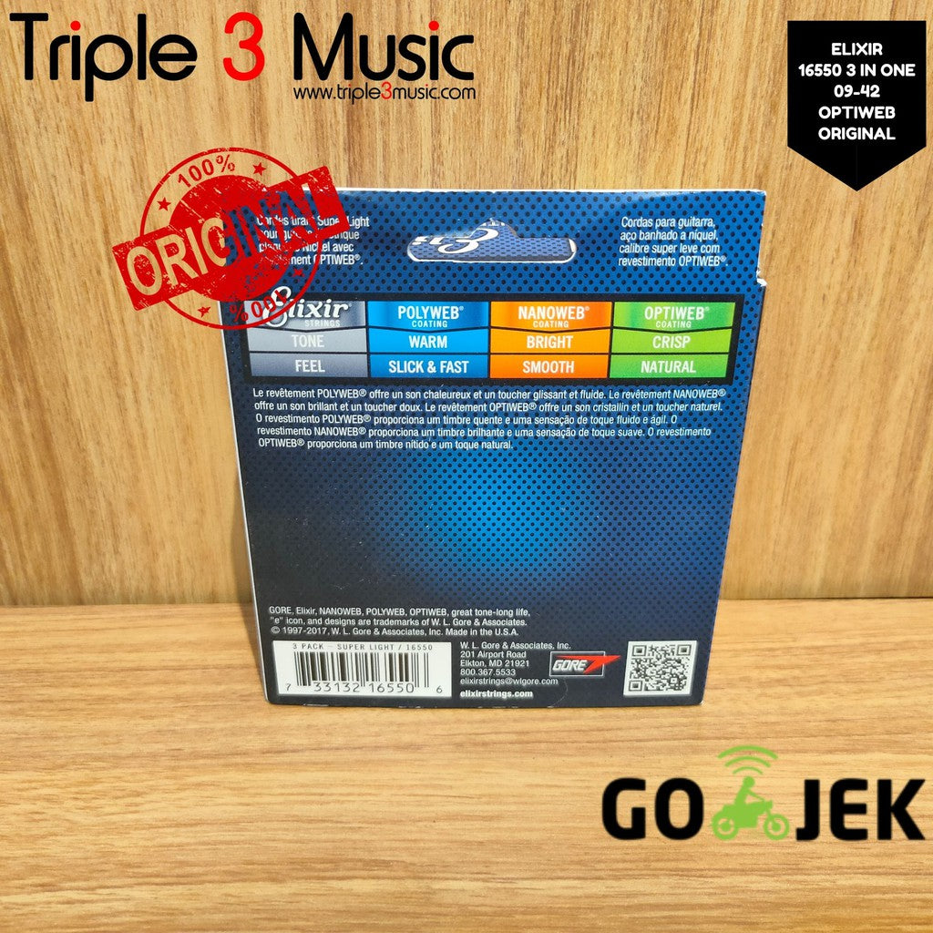 Elixir 16550 BONUS PACK Optiweb ORIGINAL Senar gitar Elektrik 09-42