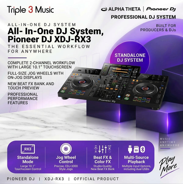 Pioneer DJ XDJ RX3 Alat DJ All-in-One Digital DJ System Premium 10.1" Touchscreen, Rekordbox & Serato DJ