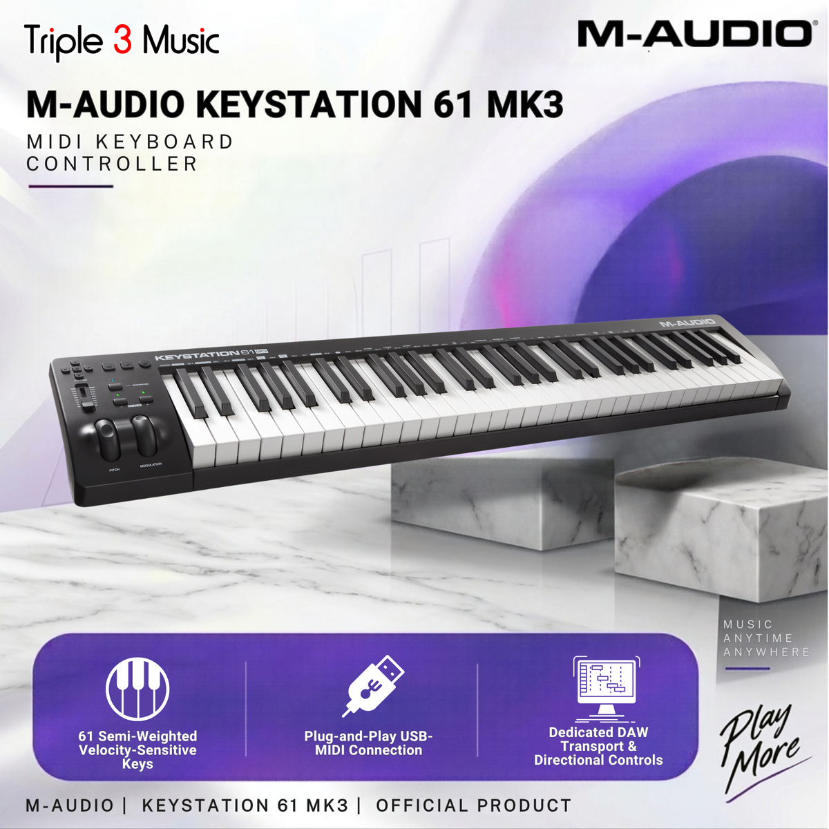 M-AUDIO Keystation 61 MK III Midi Controller Original