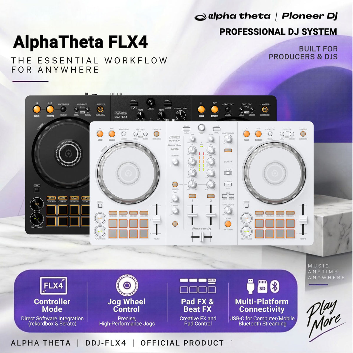 Pioneer DDJ FLX4 DDJFLX4 DJ Controller 2-deck Rekordbox and Serato DJ Controller