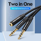 Vention BBU 0.6M Kabel Aux Audio Splitter 3.5mm pemisah mic&headphone