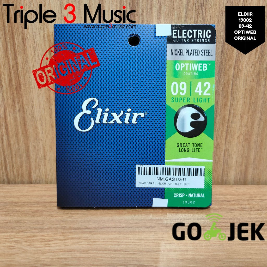 Elixir 19002 Optiweb ORIGINAL Senar gitar Elektrik 09-42 Triple3music