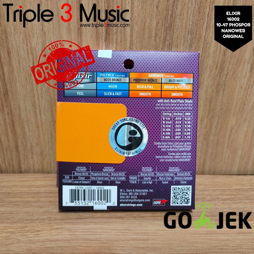 (barang review) Elixir 16002 010-047 Nanoweb senar gitar akustik ORIGINAL