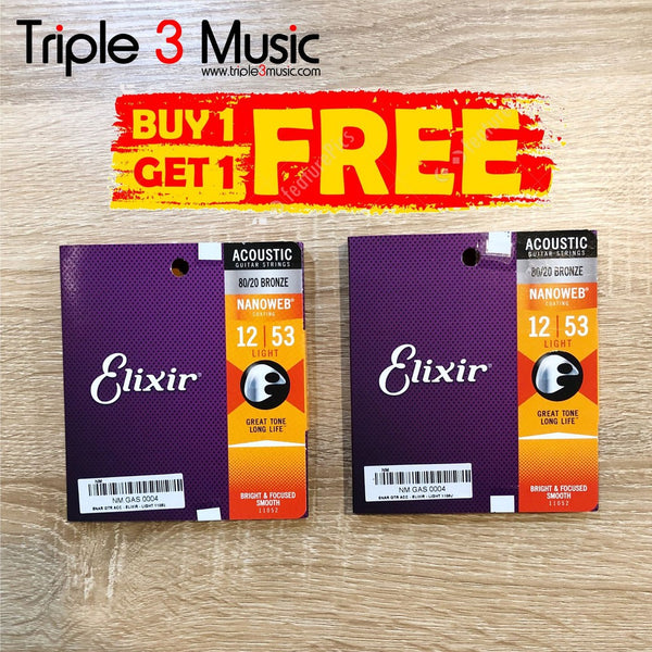 BUY ONE GET ONE Elixir 11052 Nanoweb ORIGINAL Senar Akustik 12-53