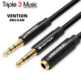 Vention BBU 0.6M Kabel Aux Audio Splitter 3.5mm pemisah mic&headphone
