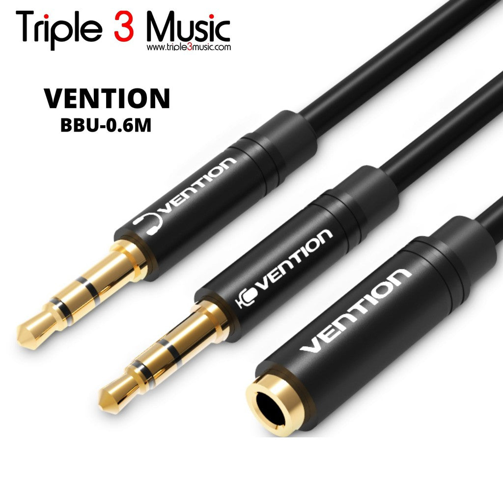 Vention BBU 0.6M Kabel Aux Audio Splitter 3.5mm pemisah mic&headphone