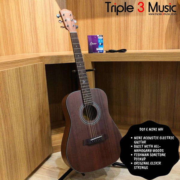 Vynn's D01 MINI E-MH Gitar Akustik Elektrik Mini with Fishman & Elixir