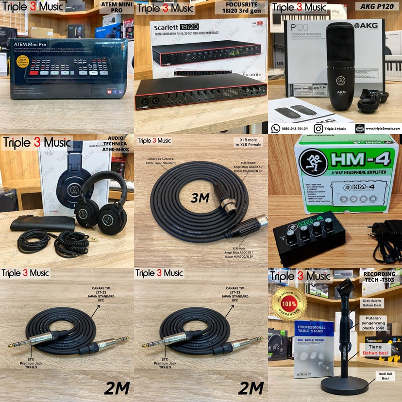 paket Podcast 6 orang with Focusrite 18i20 dan atem mini pro