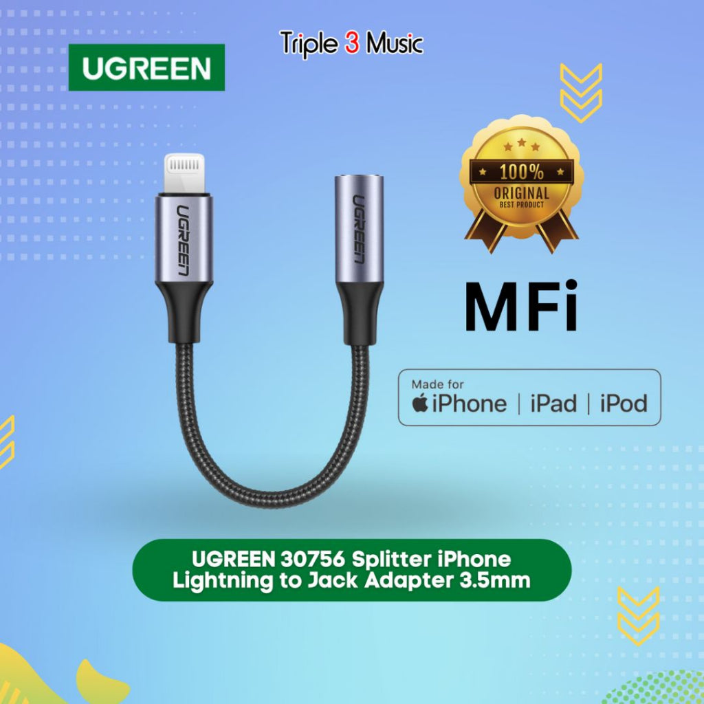 UGREEN 30756 Splitter Lightning to Jack Adapter 3.5mm Open Mic ORIGINAL