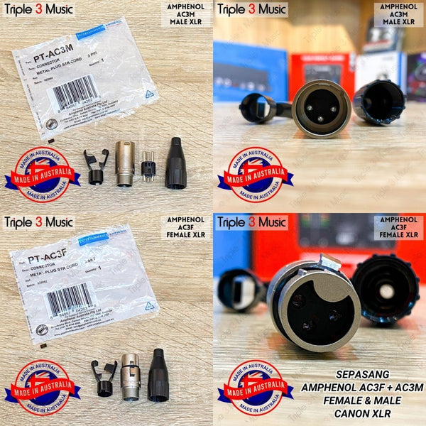 AMPHENOL AC3M + AC3F Sepasang canon XLR MALE FEMALE ORIGINAL