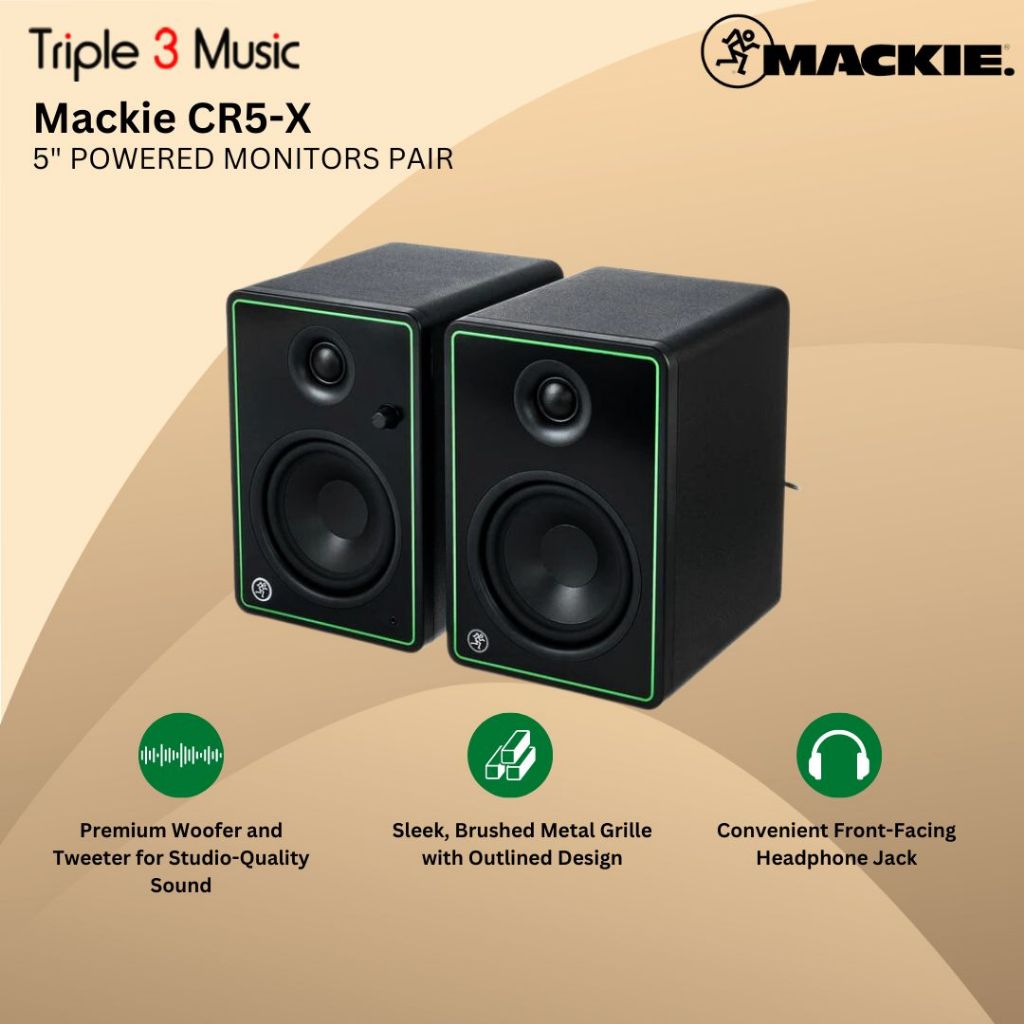 MACKIE CR5X CR5-X PAIR 5 inch 5" Speaker Recording Monitor flat