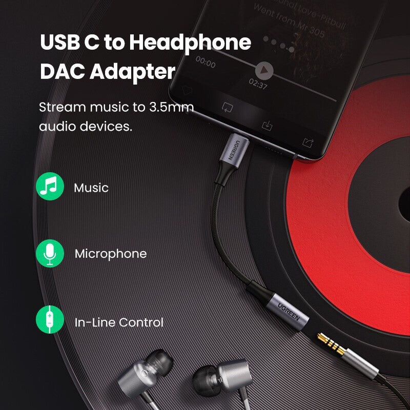 Ugreen Usb C to 3,5mm Audio DAC converter 10cm for Samsung/IPAD-80154