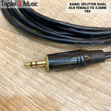 OFC Kabel Splitter Dual XLR FEMALE To 3.5mm TRS AUX Kabel ofc Japan standard