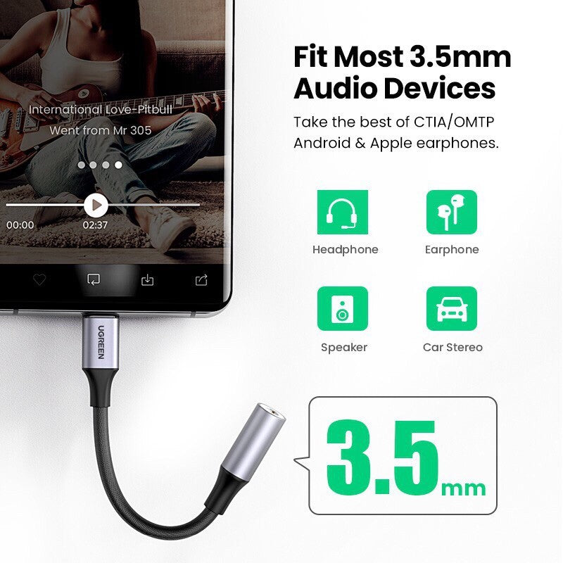 Ugreen Usb C to 3,5mm Audio DAC converter 10cm for Samsung/IPAD-80154