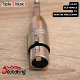 Soundking CA 311 Adapter Converter XLR FEMALE TO AKAI Male TRS 6.5mm