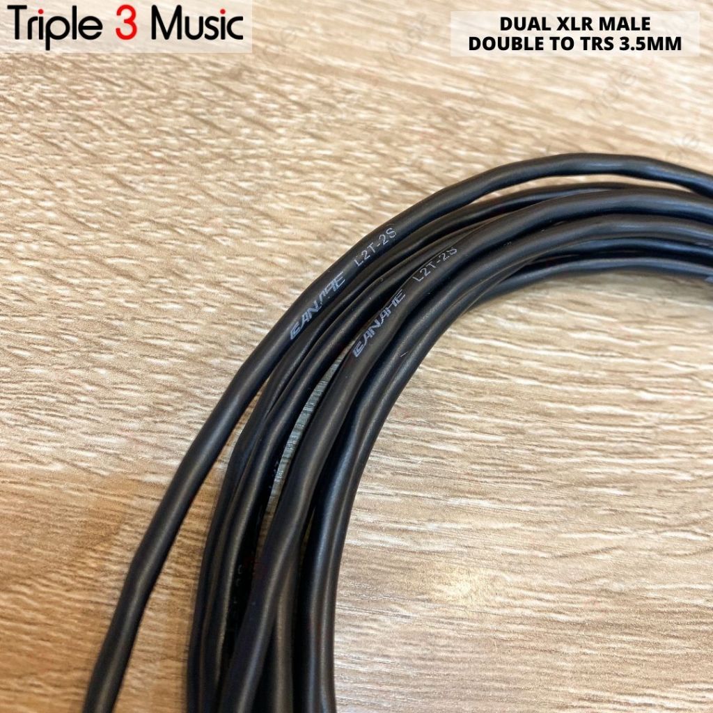 Kabel OFC Japan standard Dual XLR MALE DOUBLE to 3.5mm kabel splitter panjang 2m
