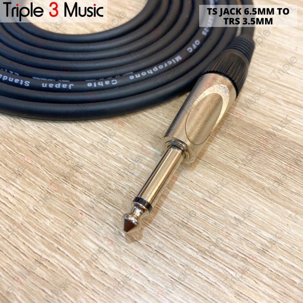 Kabel Ofc Japan Standard jack gitar 6.5 TS Instrument Akai to 3.5mm TRS
