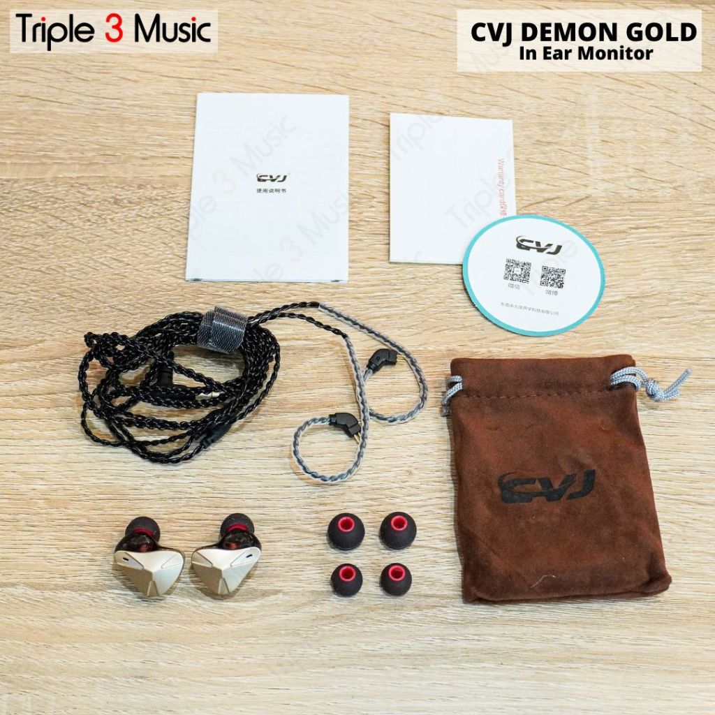 CVJ Demon Earphone Dynamic Driver IEM Earbud Monitor DJ Stage Panggung - Gold No Mic