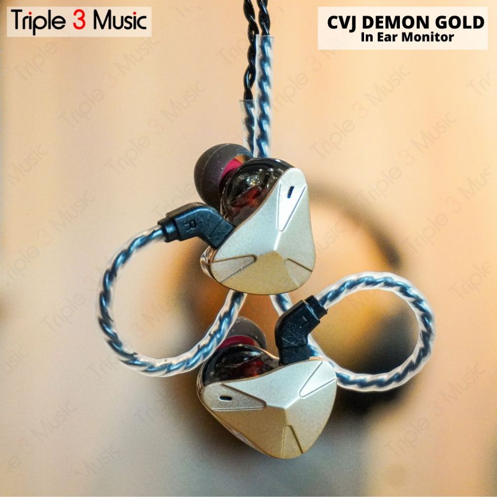CVJ Demon Earphone Dynamic Driver IEM Earbud Monitor DJ Stage Panggung - Gold No Mic