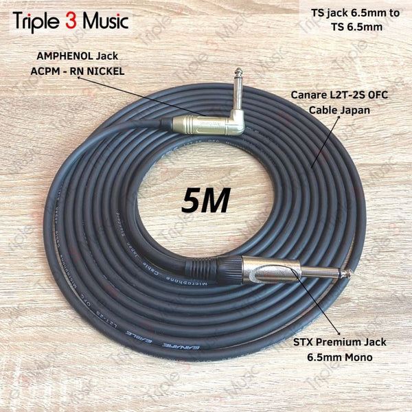 Kabel Instrument jack GITAR TS to TS L 5m OFC japan Standard L2T2S