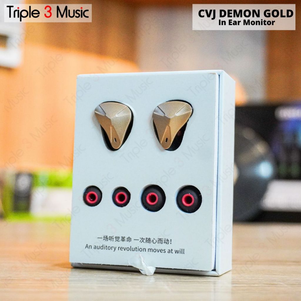 CVJ Demon Earphone Dynamic Driver IEM Earbud Monitor DJ Stage Panggung - Gold No Mic