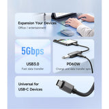 MCDODO CA-2830 CA2830 Adapter OTG sambil charger USB Type C to USB C + USB 3.0 5Gbps Charging PD 60W