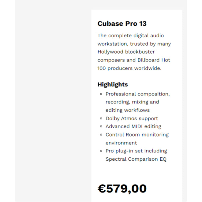 DAW ORIGINAL Steinberg CUBASE 13 artist pro elements education upgrade all version