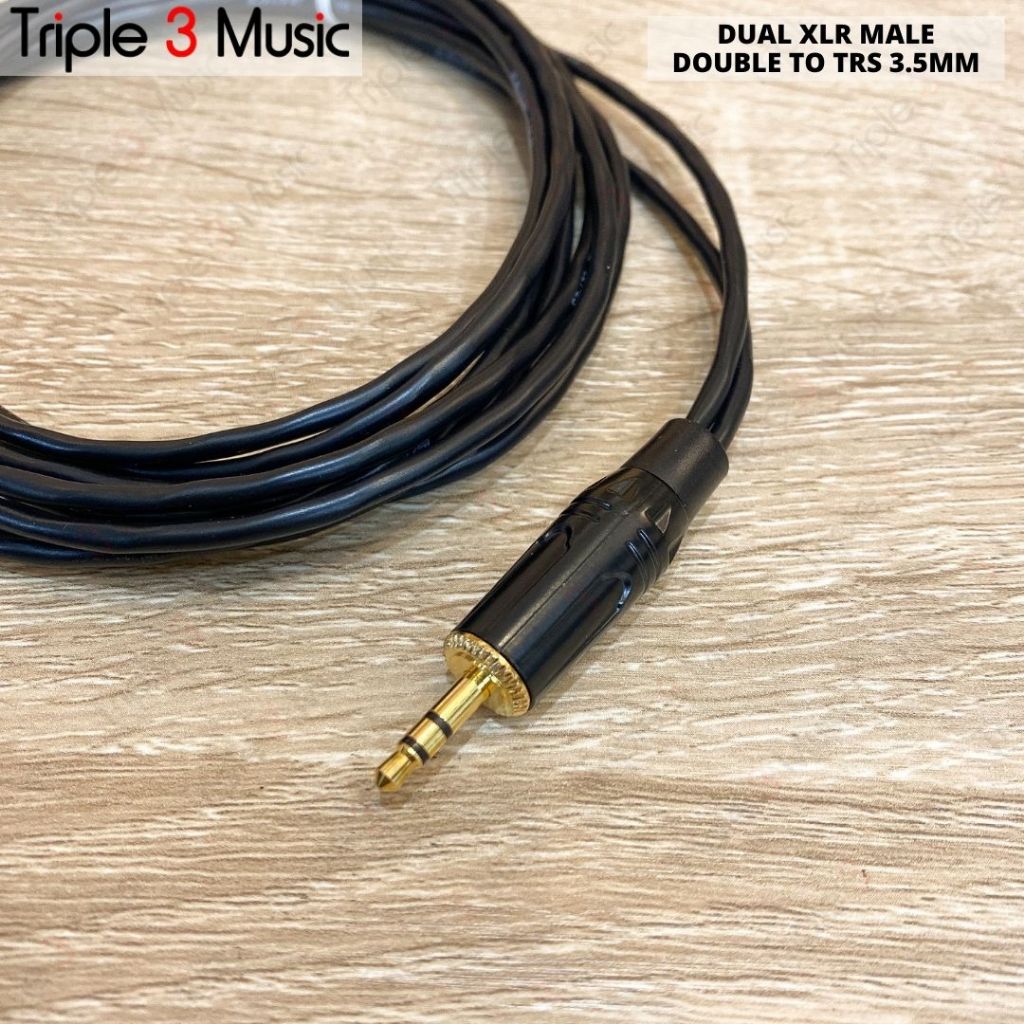 Kabel OFC Japan standard Dual XLR MALE DOUBLE to 3.5mm kabel splitter panjang 2m