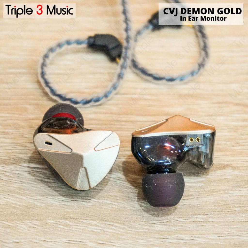 CVJ Demon Earphone Dynamic Driver IEM Earbud Monitor DJ Stage Panggung - Gold No Mic