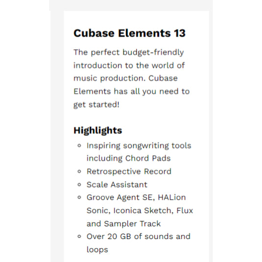 DAW ORIGINAL Steinberg CUBASE 13 artist pro elements education upgrade all version