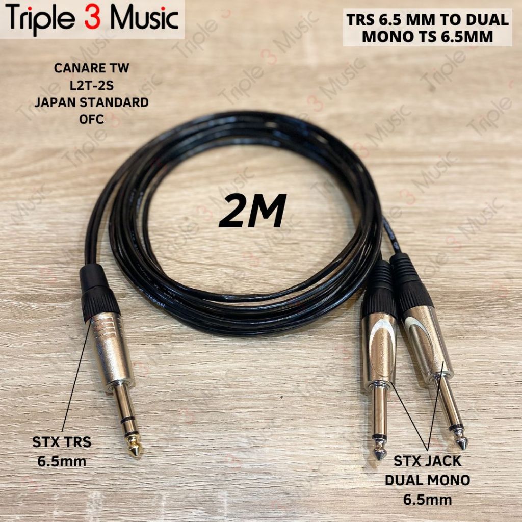 Kabel Splitter panjang dual mono ts 6.5 akai ke 6.5 TRS mm 2m OFC L-2B2AT Japan Standard