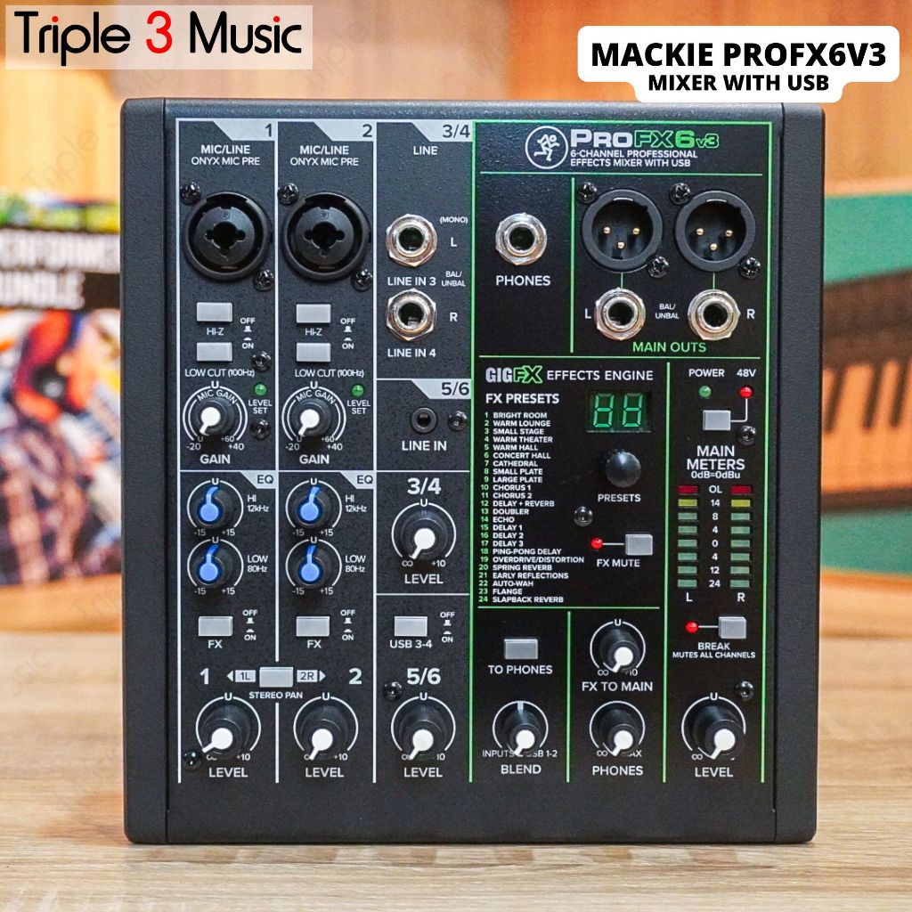 Mackie ProFX6v3 Pro FX 6 v3 6-channel Mixer with USB and Effects