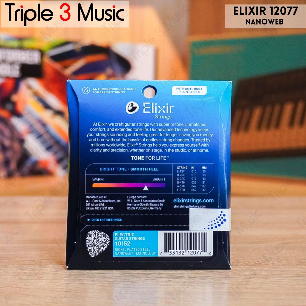 Elixir 12077 10-52 Light Top Heavy Bottom Nanoweb senar gitar elektrik ORIGINAL
