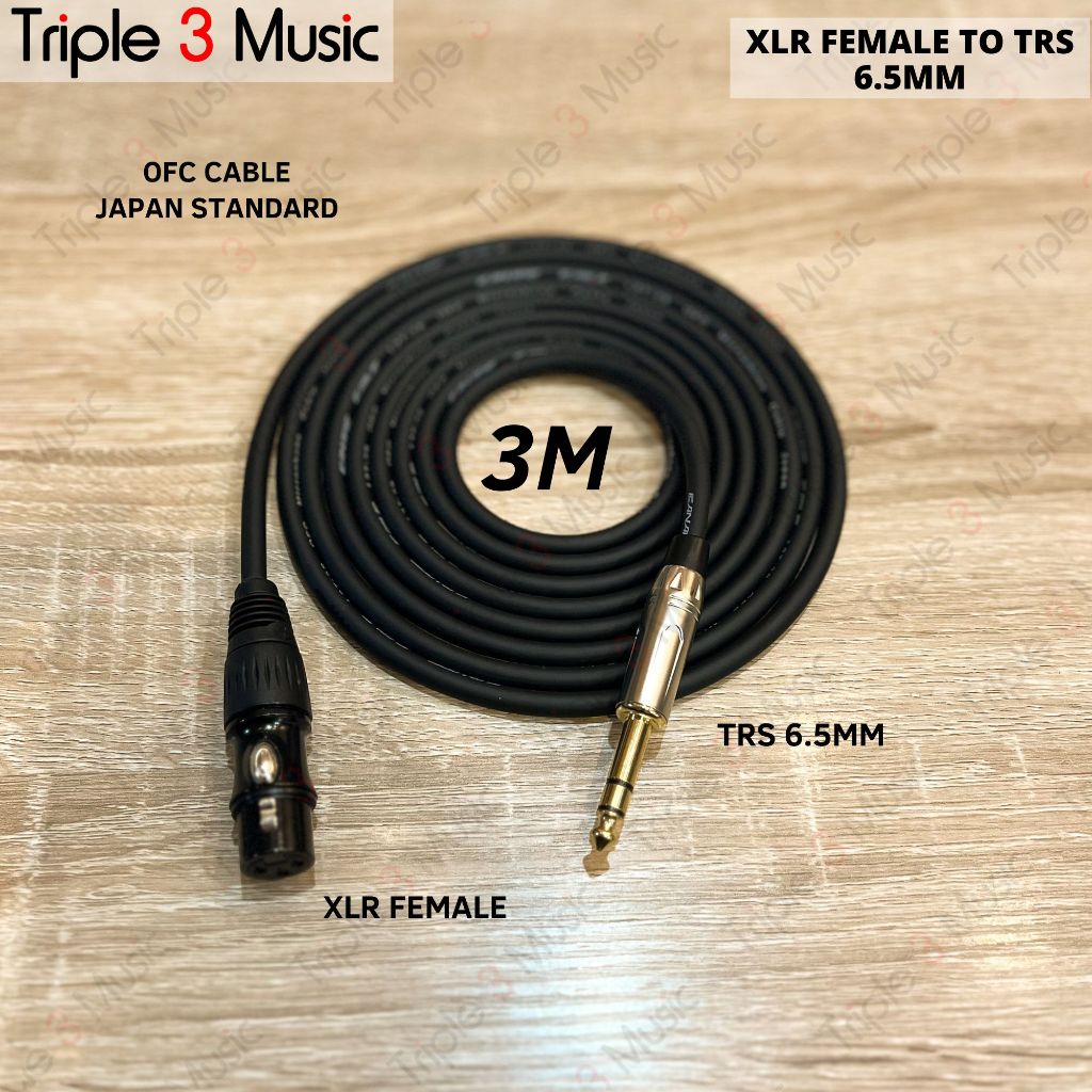 Kabel 3m XLR FEMALE CANON To TRS 6.5 AKAI BALANCE OFC JAPAN STANDARD