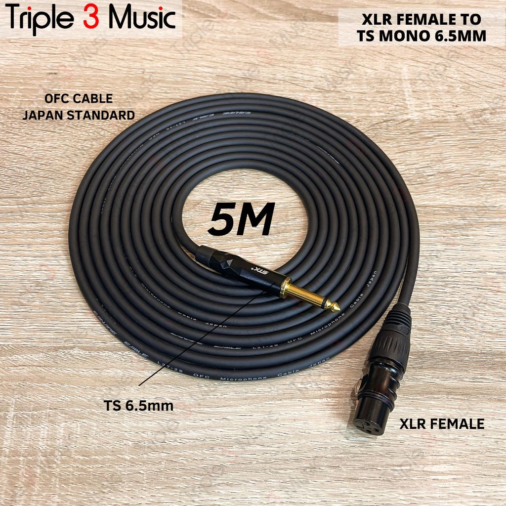 Kabel XLR  Female to Jack TS 6.5 akai OFC JAPAN STANDARD kabel mic dynamic
