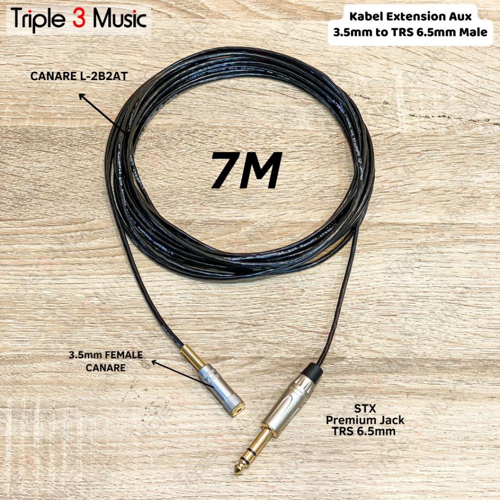 Kabel OFC Extension Perpanjangan IEM in ear monitor Headphone aux 3.5 to 6,5 Premium extension