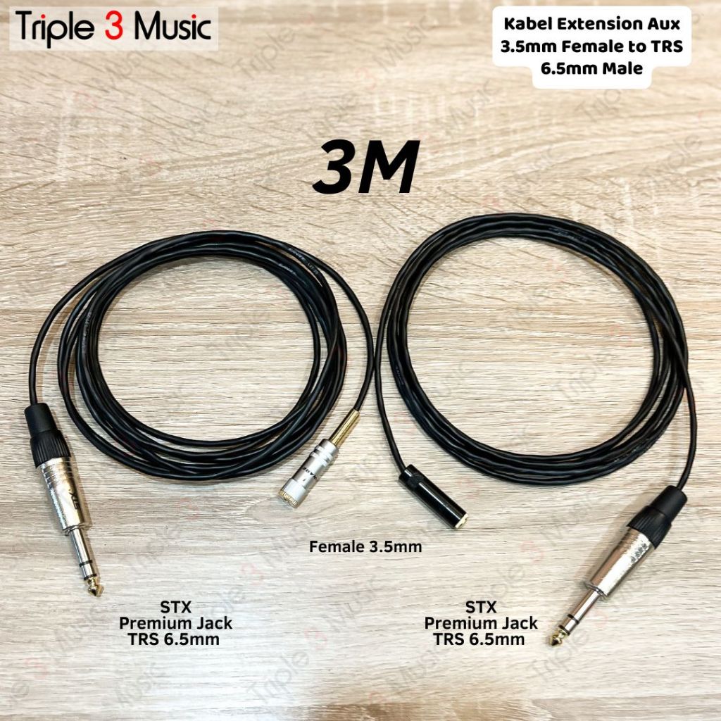Kabel OFC Extension Perpanjangan IEM in ear monitor Headphone aux 3.5 to 6,5 Premium extension