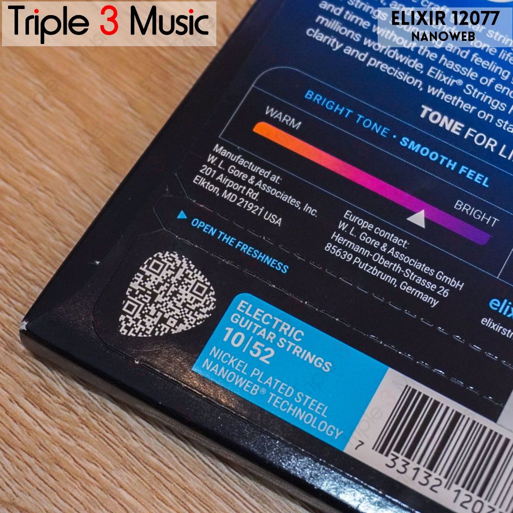 Elixir 12077 10-52 Light Top Heavy Bottom Nanoweb senar gitar elektrik ORIGINAL